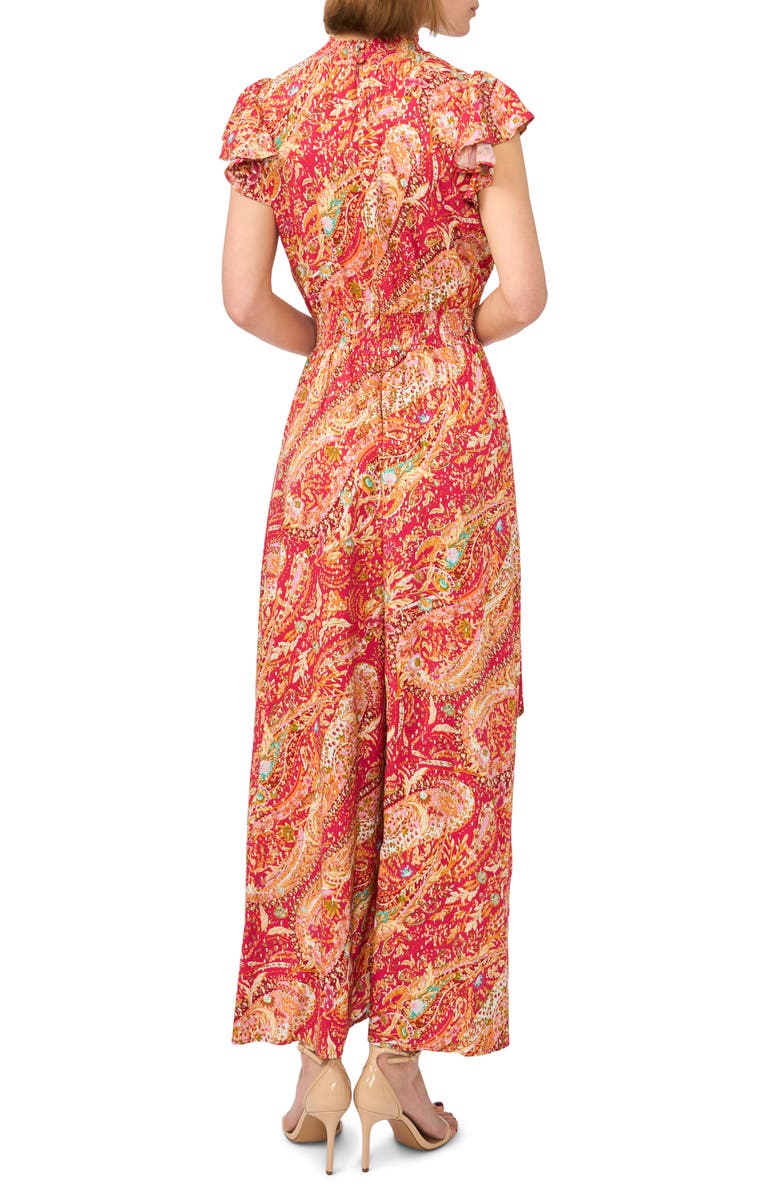 Halogen<sup>®</sup> Paisley Cap Sleeve Smocked Waist Jumpsuit, Alternate, color, Jazzy