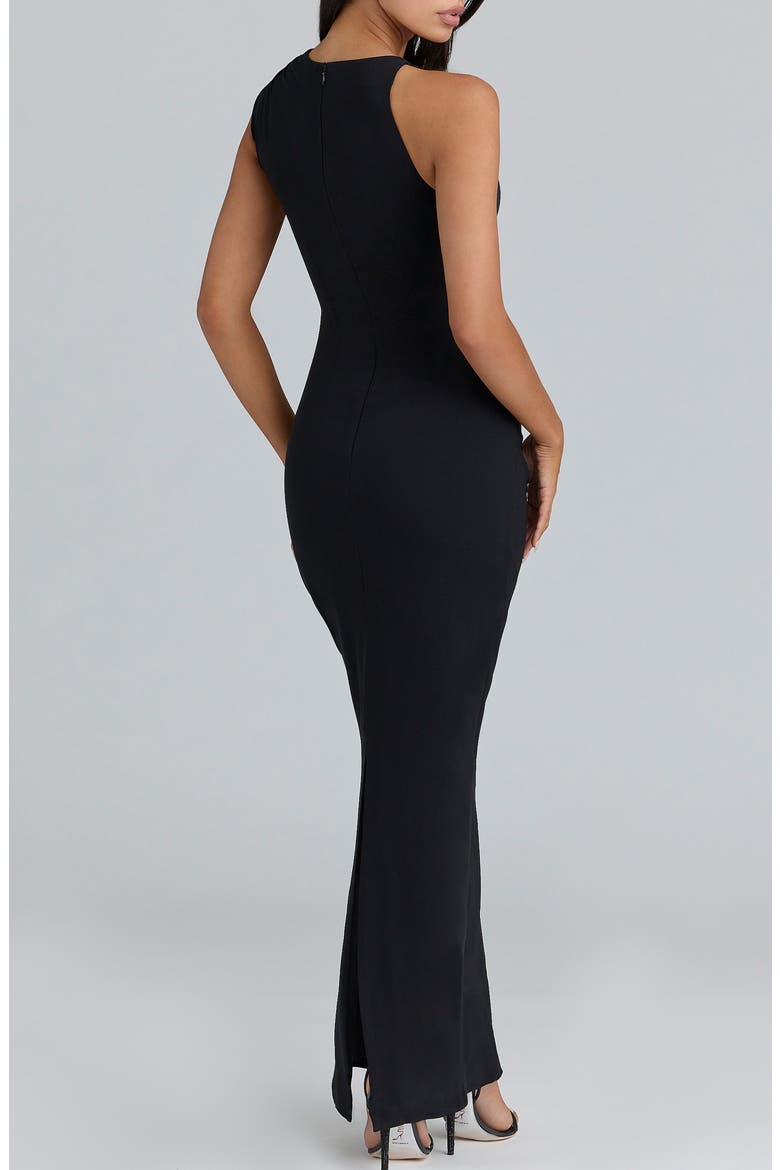 Keoni Asymmetric Neck Gown, Alternate, color, BLACK