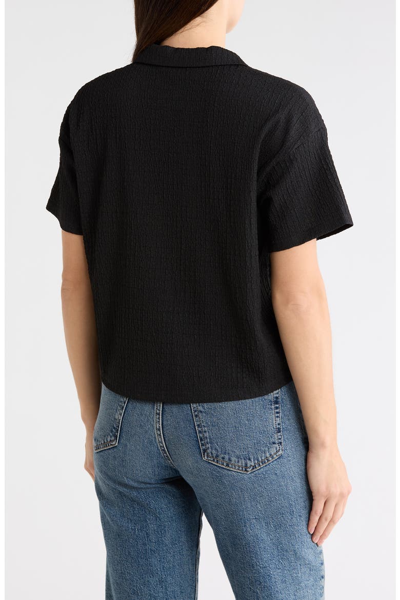 Short Sleeve Knit Button-Up Shirt, Alternate, color, P897 BLACK