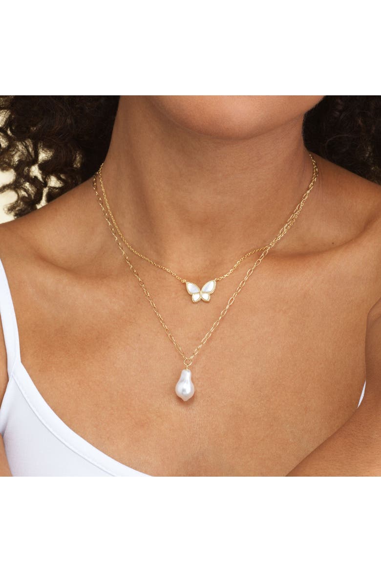 Single Pearl Link Necklace, Alternate, color, Pearl