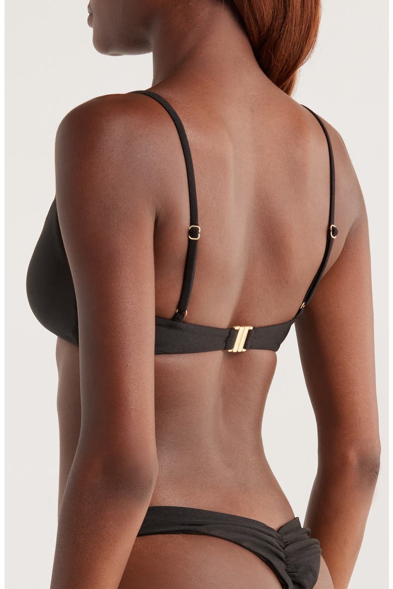 Gathered Crop Bikini Top, Alternate, color, TWILIGHT BLACK