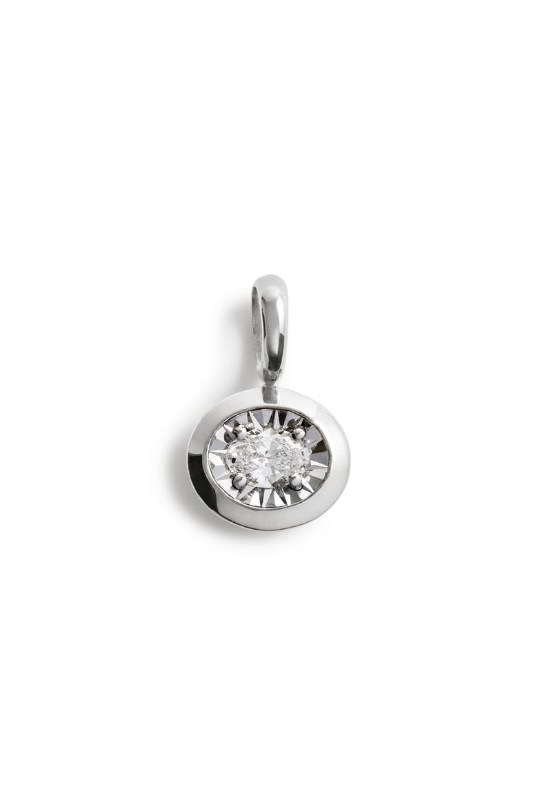 Sterling Silver Oval Lab Grown Diamond Charm, Main, color, STERLING SILVER / LAB DIAMOND