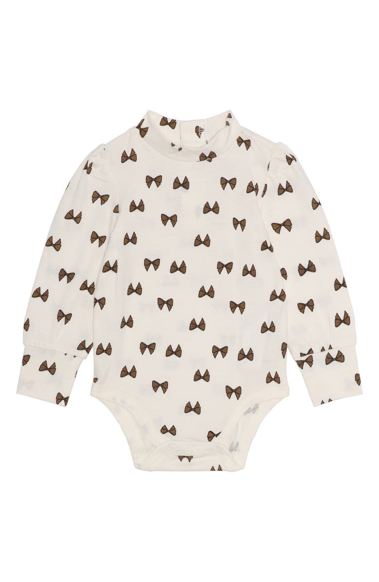 PL Baby by Petit Lem Bow Bodysuit, Faux Suede Dress, Socks & Headband Set, Alternate, color, Bows