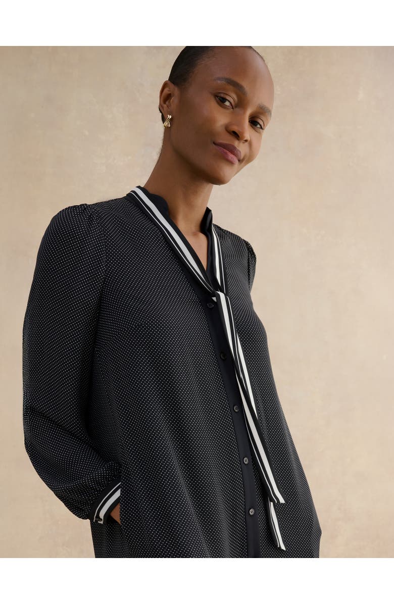 HOBBS LONDON Valerie Ruffle-Hem Mini Shift Dress, Alternate, color, Navy Ivory