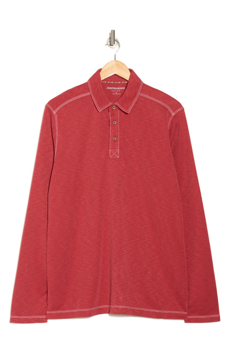 Johnston & Murphy Vintage Slub Knit Long Sleeve Polo, Alternate, color, 
