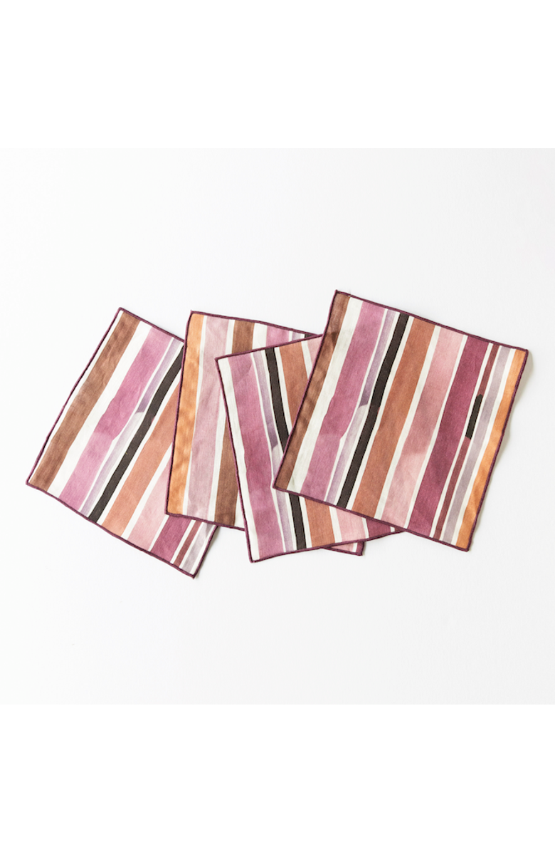 Goldie Home Lisbon Stripe Cocktail Napkin Set, Main, color, Pink & Brown