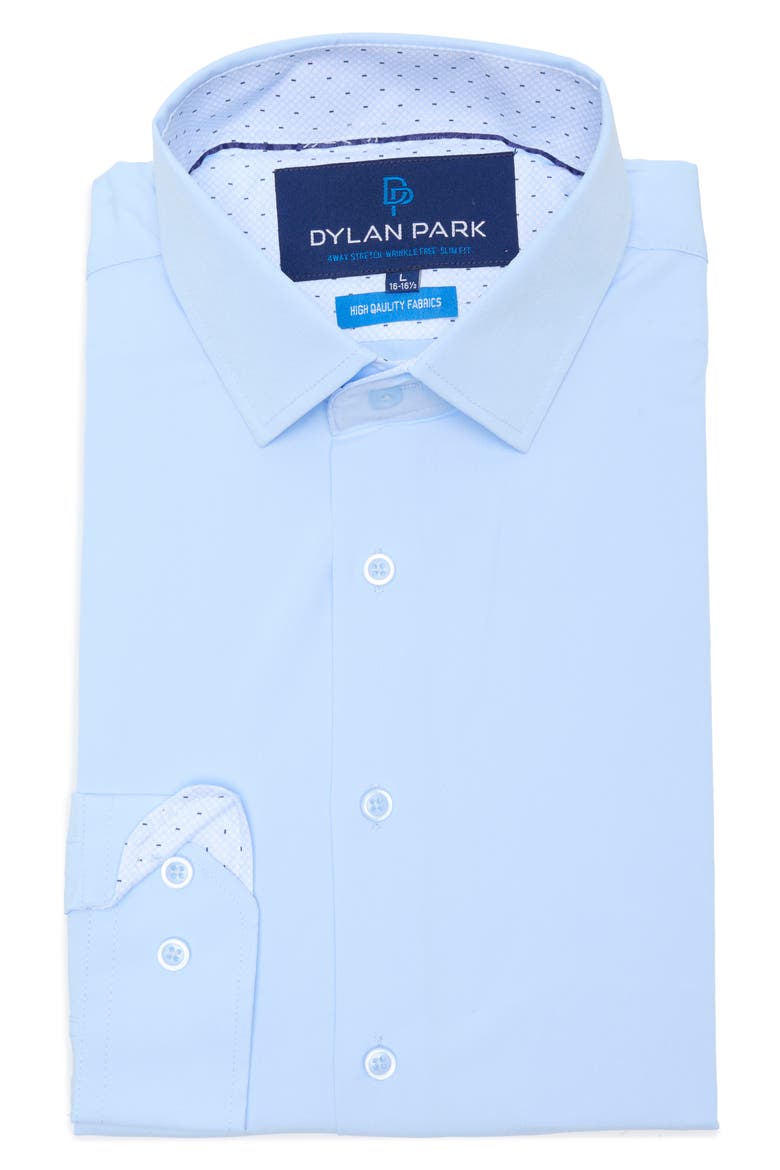 Slim Fit Perfect Stretch Long Sleeve Button Down Shirt, Main, color, BLUE