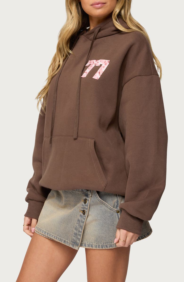 EDIKTED Leopard 77 Graphic Oversize Hoodie, Alternate, color,