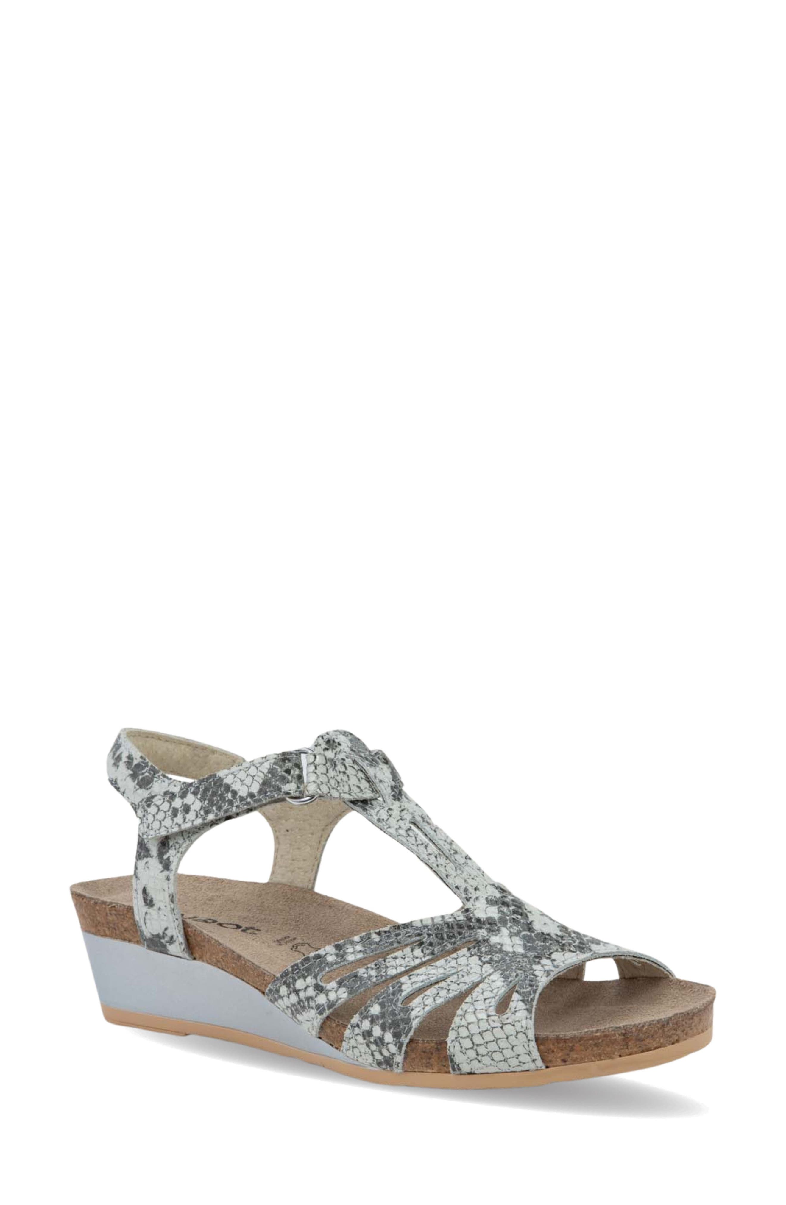 Naot Starlet Wedge Sandal, Main, color, Black/ White Python