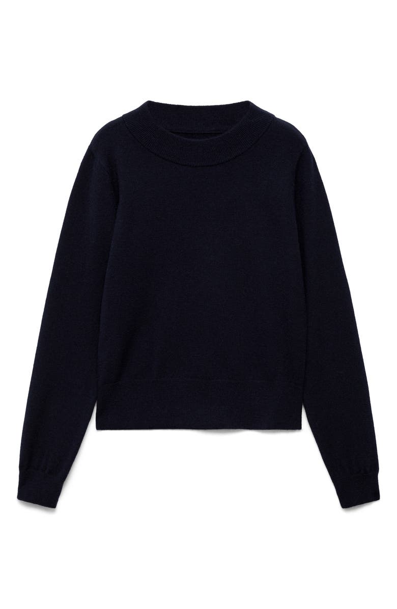 MANGO Straight Fit Crewneck Sweater, Alternate, color, Dark Navy