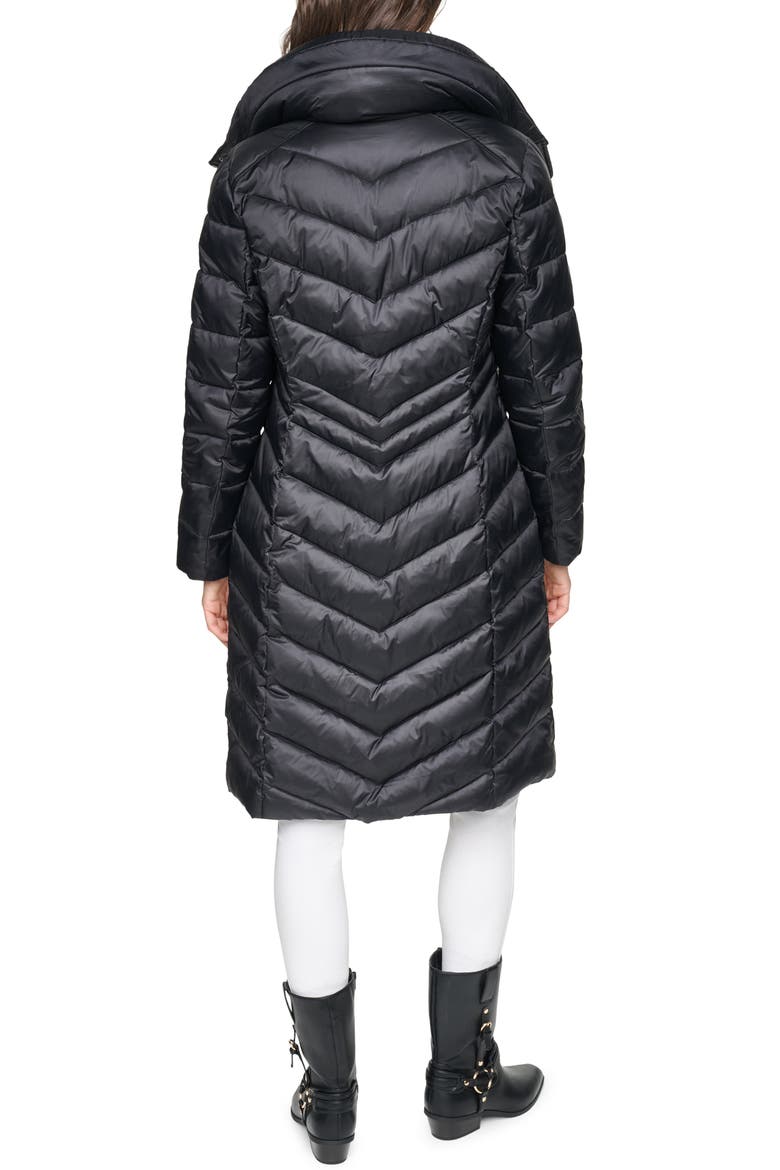 Clements Chevron Quilted Puffer Coat, Alternate, color, BLACK