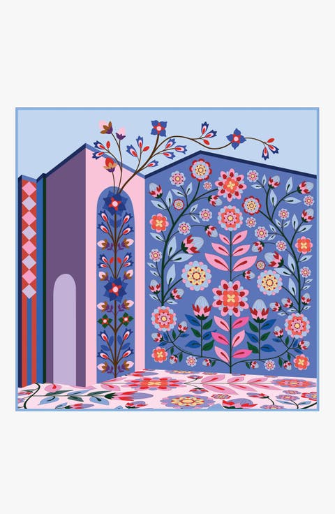 Double Sided Wool Silk Scarf Of Flower Imagination