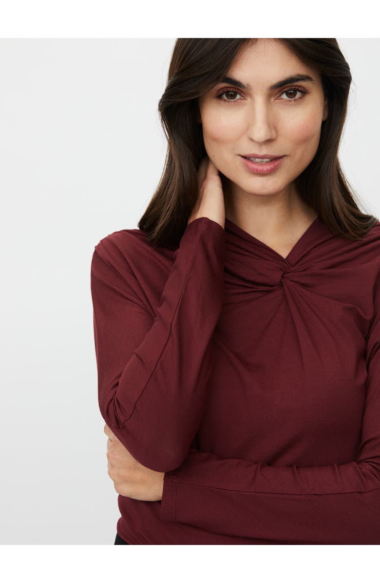 Masai Copenhagen Mabelvina Asymmetric Twist Neck Top, Alternate, color, Tawny Port
