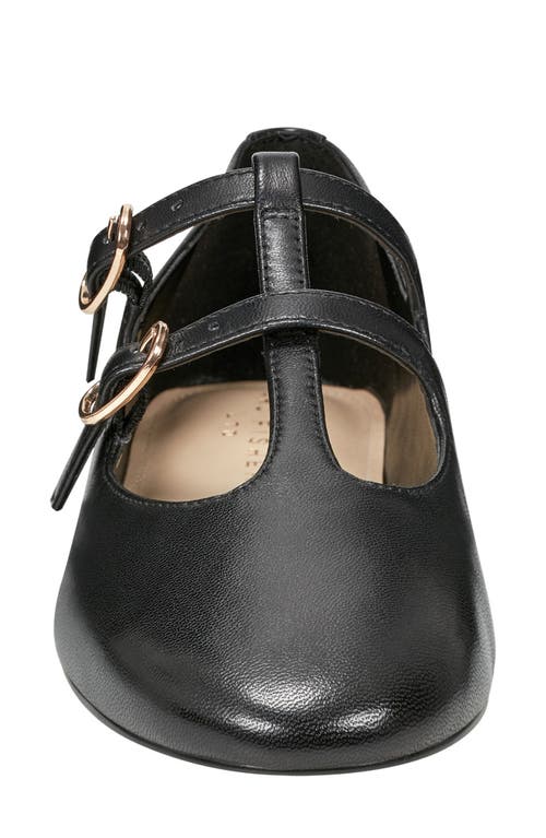 Marc Fisher Ltd Evie T-strap Flat In Black Leather