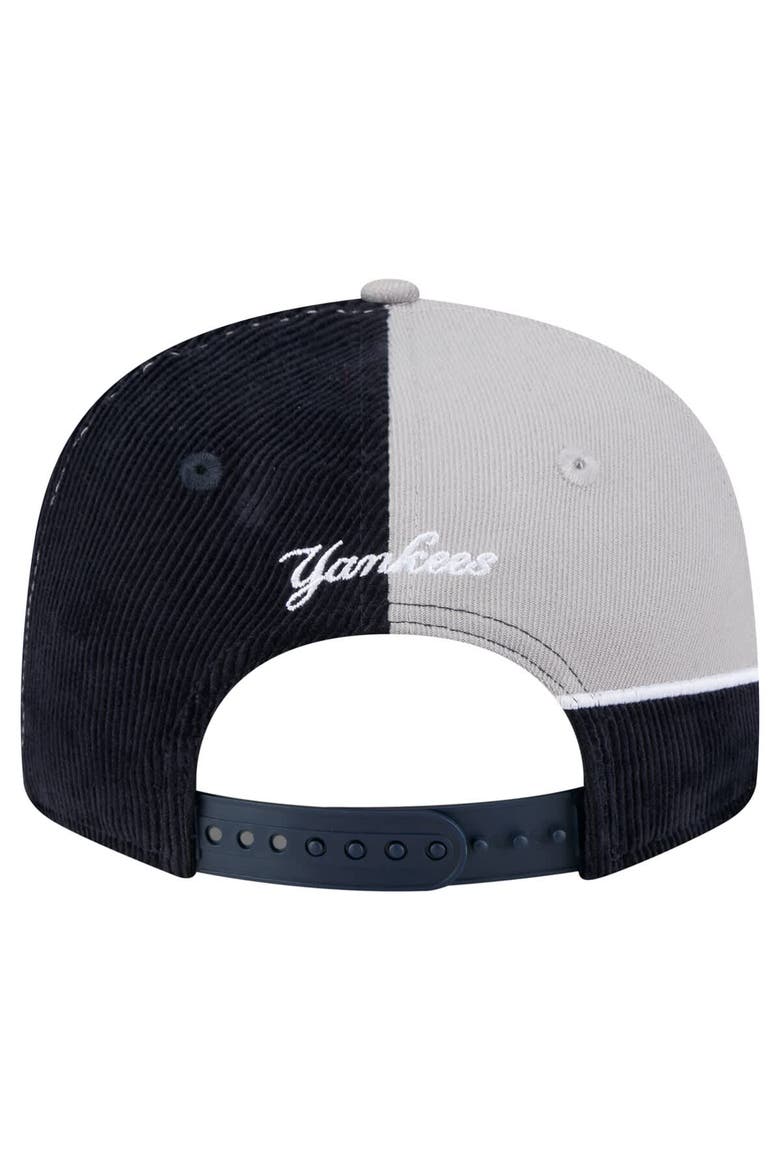 Men's New Era Navy/Gray New York Yankees Retro Split Corduroy Snapback Hat, Alternate, color, Navy