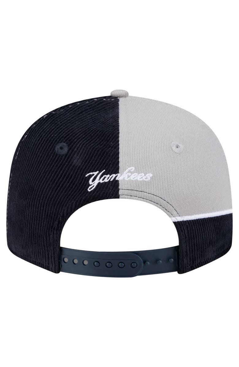New Era Men's New Era Navy/Gray New York Yankees Retro Split Corduroy Snapback Hat, Alternate, color, Navy