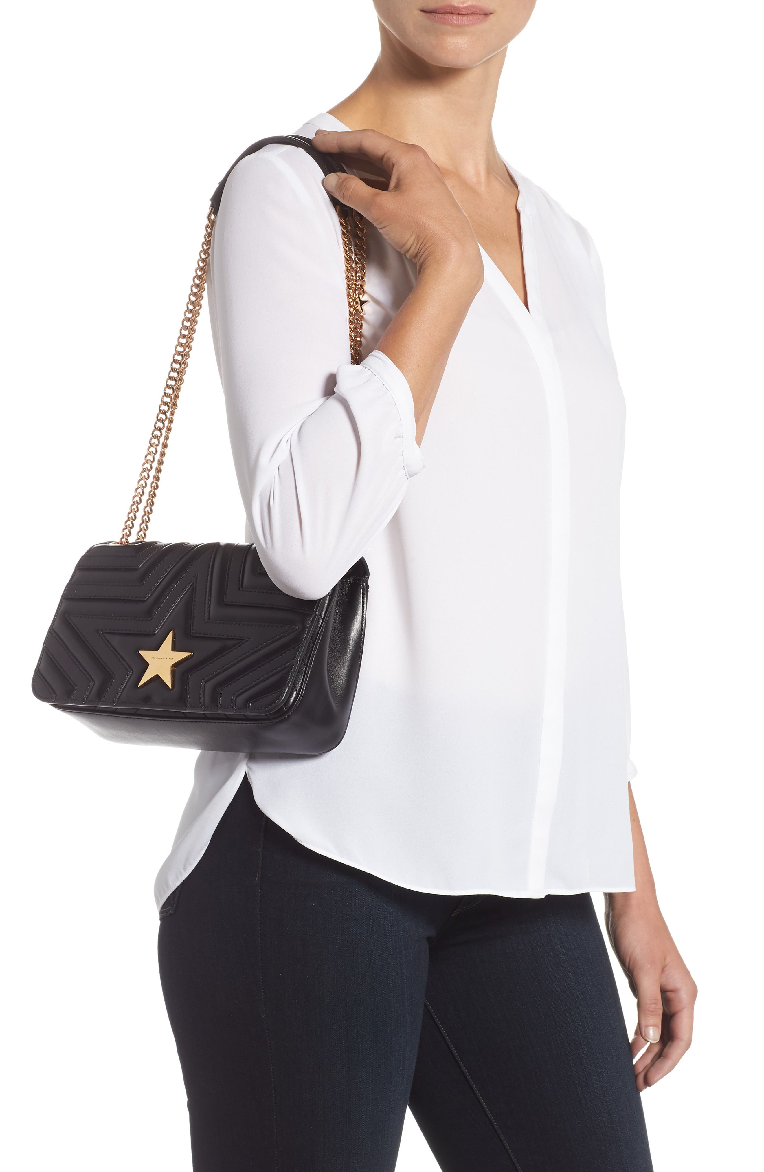 Stella McCartney Star Faux Leather Crossbody Bag, Alternate, color, 