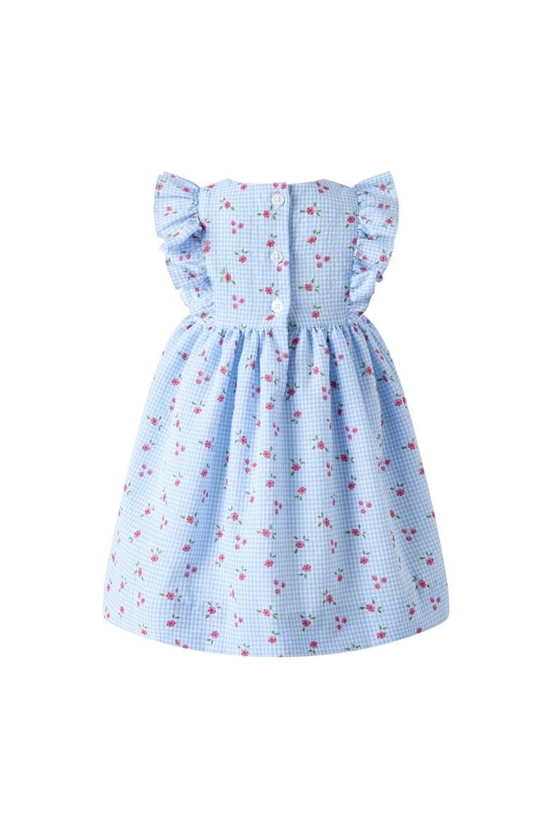 Gingham Floral Sundress & Hat, Alternate, color, Blue