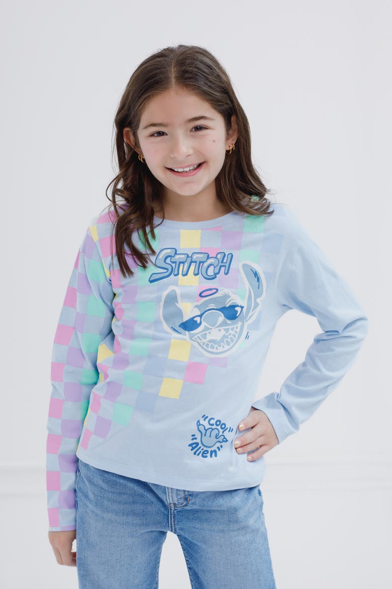 Lilo & Stitch 2-Piece Long Sleeve T-Shirt Set, Alternate, color, Cream Blue Stitch