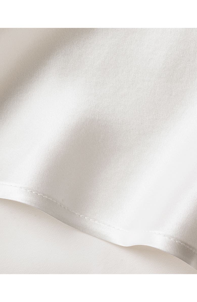 Petite Plume Lace Trim Mulberry Silk Nightgown, Alternate, color, White