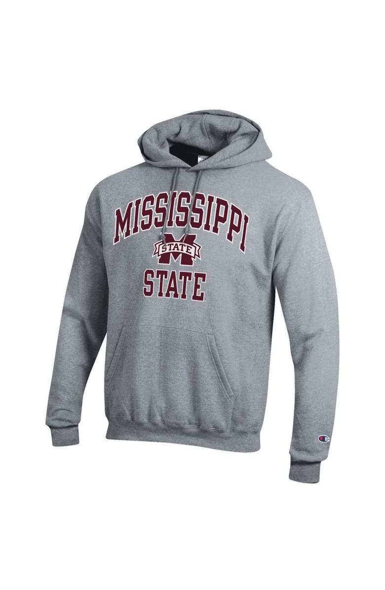 Champion Men's Champion Heather Gray Mississippi State Bulldogs High Motor Pullover Hoodie, Alternate, color,