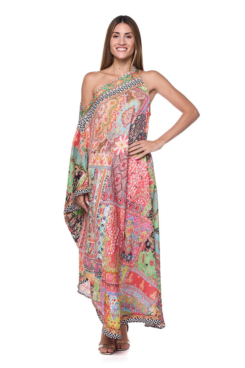 One-Shoulder Cover-Up Maxi Dress, Alternate, color, PINK