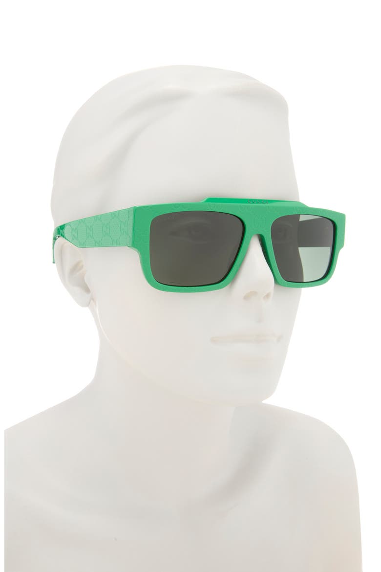 56mm Square Sunglasses, Alternate, color, GREEN GREEN GREEN