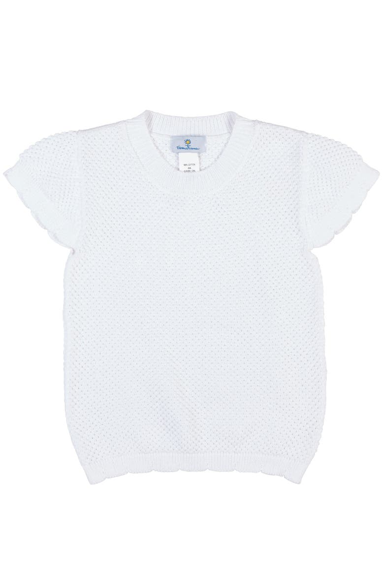 Short Sleeve Sweater with Scallop Edges, Main, color, White