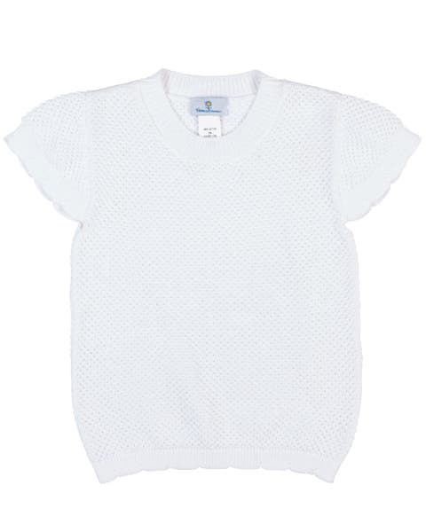 Short Sleeve Sweater with Scallop Edges (Little Kid, Big Kid)