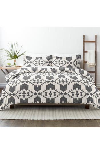 Homespun Premium Ultra Soft Adobe Diamond 3-piece Reversible Duvet Cover Set In Gray