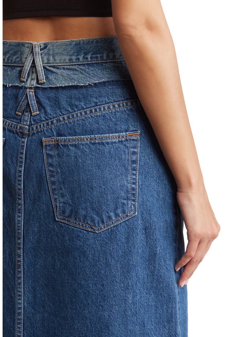 Re-Work Dallas Double High Waist Organic Cotton Denim Maxi Skirt, Alternate, color, FORBIDDEN FOOL