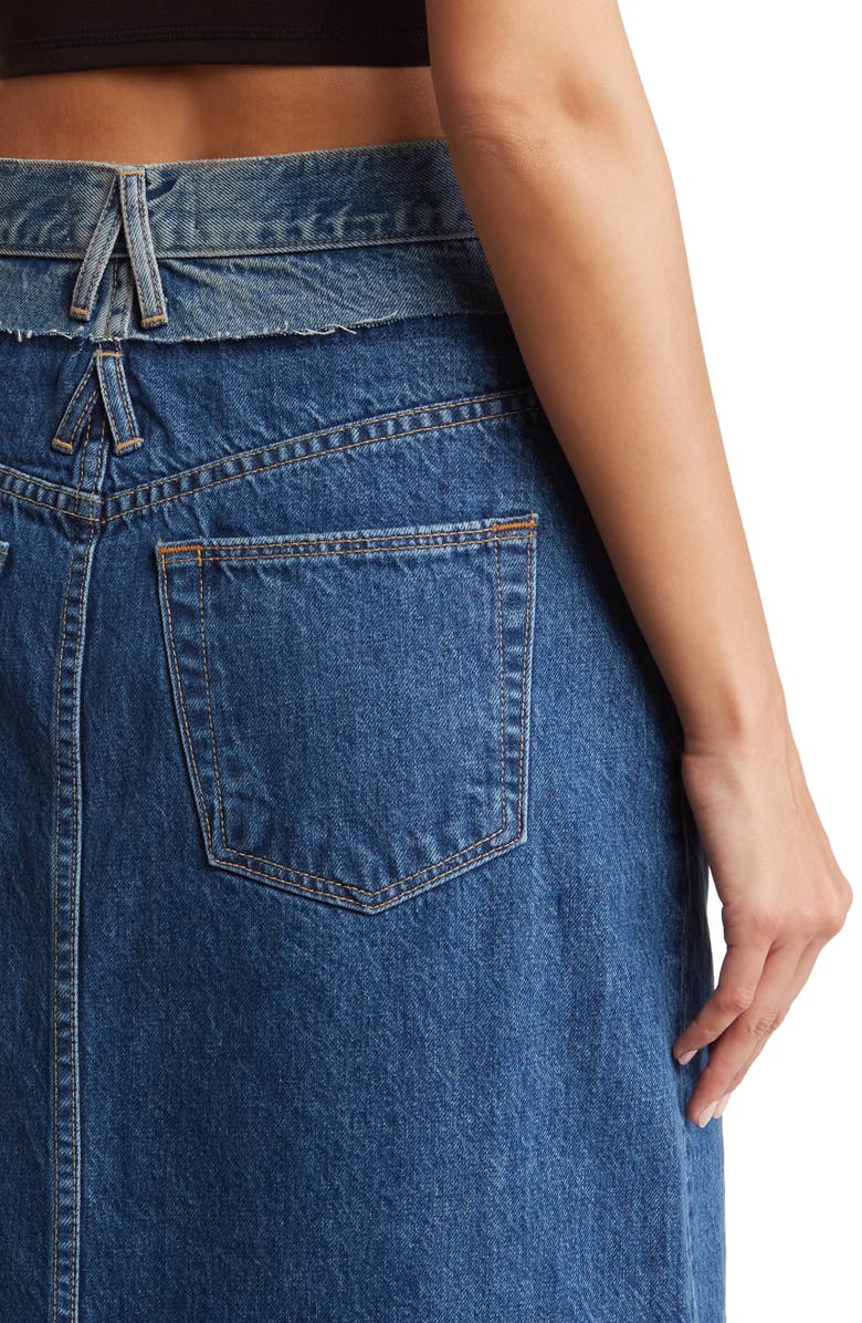 SLVRLAKE Re-Work Dallas Double High Waist Organic Cotton Denim Maxi Skirt, Alternate, color,