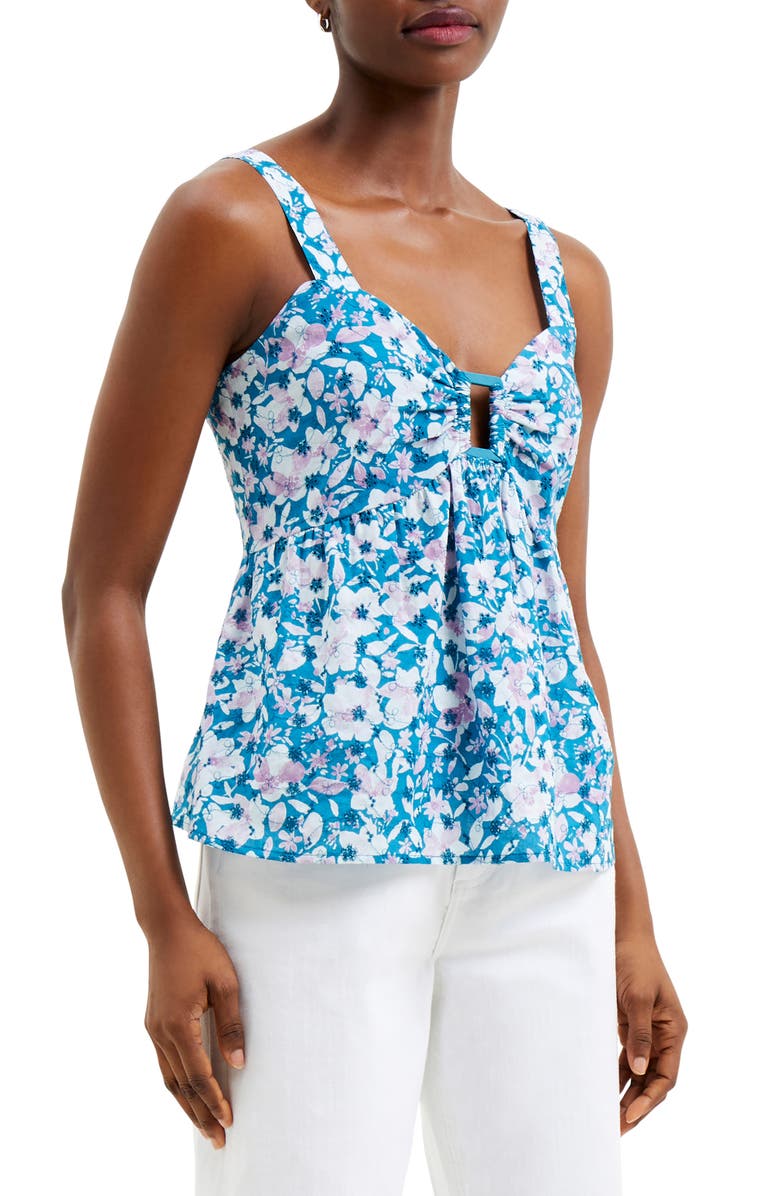 French Connection Dreanna Flores Eyelet Cotton Camisole, Main, color, 