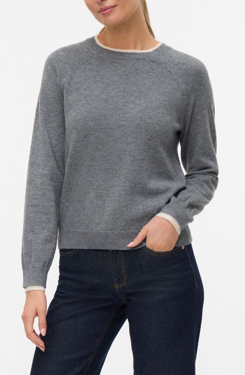 VERO MODA Wonderful Faux Layered Sweater, Main, color, Medium Grey Melange