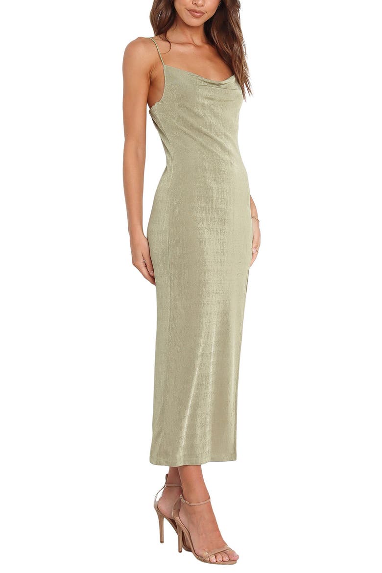 Diani Cowl Neck Midi Slipdress, Alternate, color, OLIVE