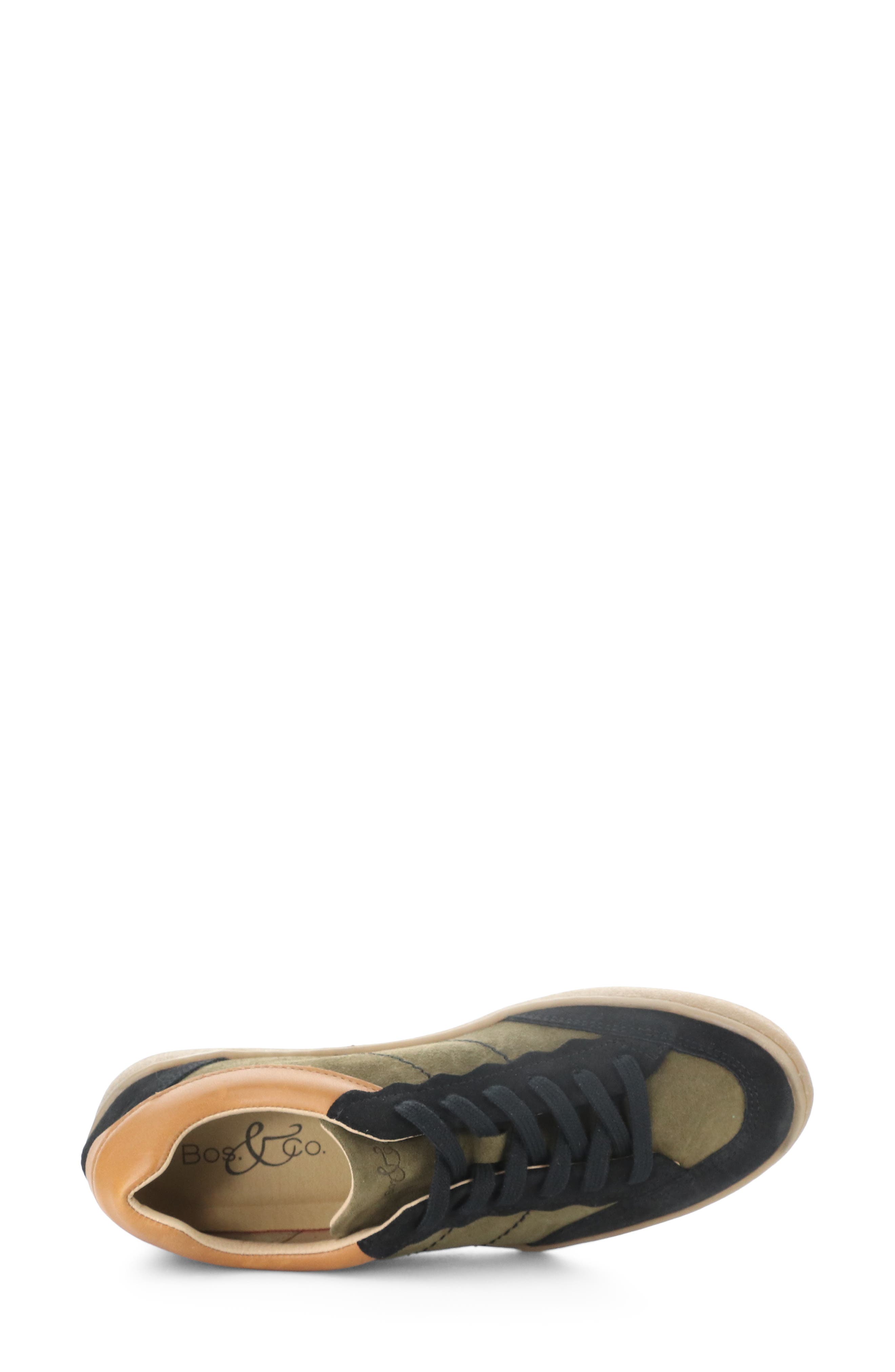 Bos. & Co. Missy Low Top Sneaker, Alternate, color, Black/ Olive Suede/ Patent