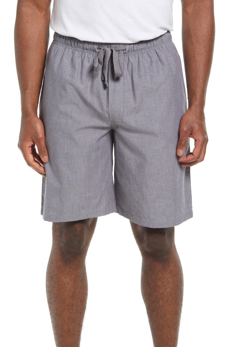 Poplin Pajama Shorts, Main, color, DARK GREY CHAMBRAY