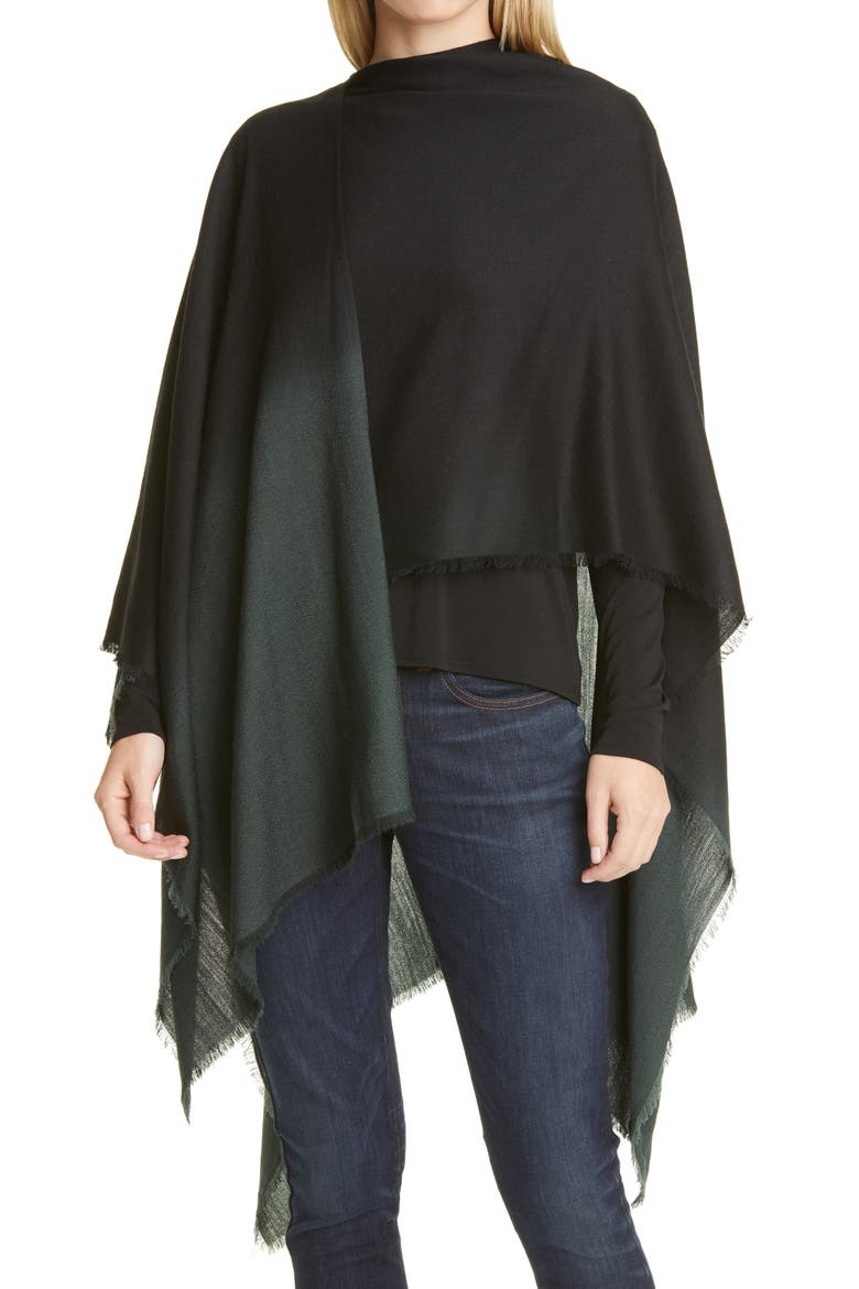 Ombré Poncho Wrap, Main, color, FOREST NIGHT