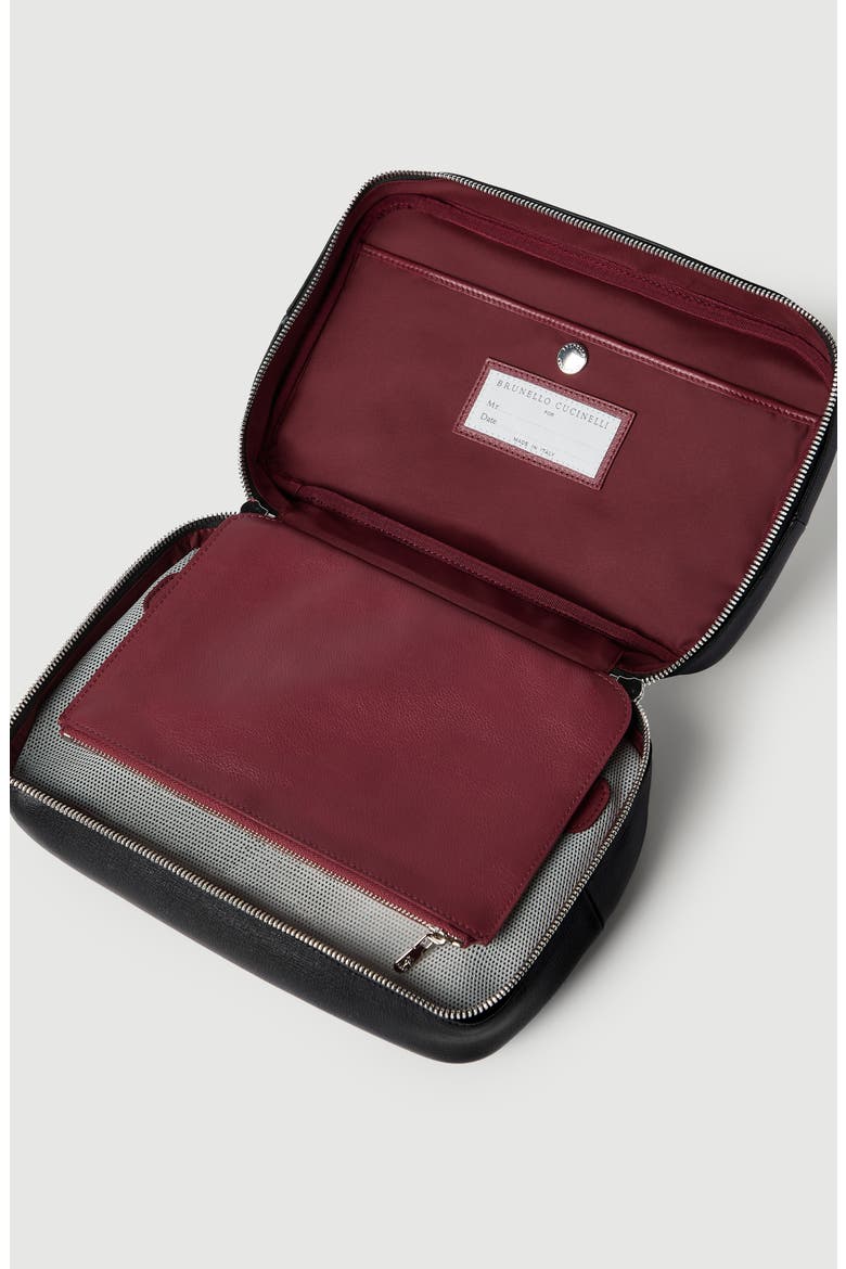 Grained leather travel beauty case, Alternate, color, Black