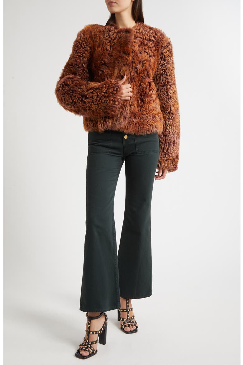 Irina Genuine Shearling Coat, Alternate, color, UMBER
