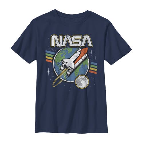 Nasa Boy's Retro Rocket Launch Graphic T-shirt In Blue