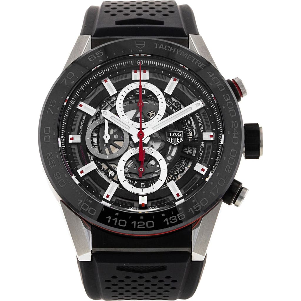 Watchfinder & Co. Tag Heuer 2018 Carrera Automatic Chronograph Rubber Strap Watch, 45mm In Black