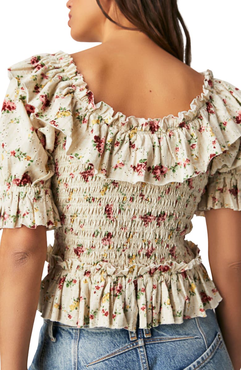 Free People Favorite Girl Floral Print Ruffle Crop Top, Alternate, color, 