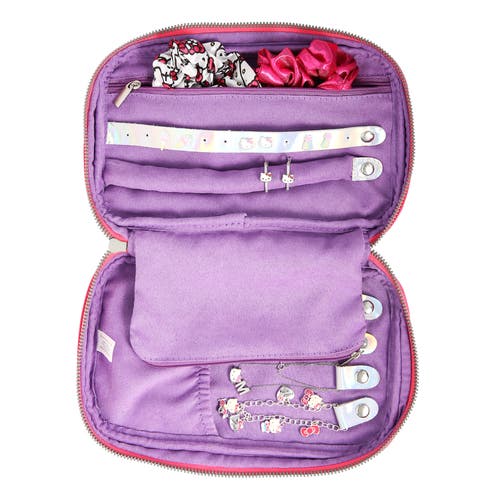 Hello Kitty Nylon Jewelry Holder Organizer With Zip Closure In Pink