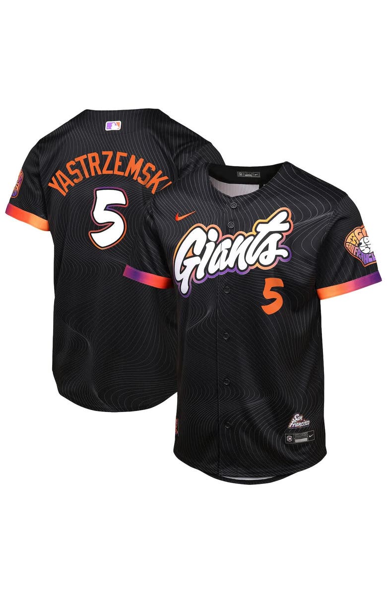 Nike Youth Outerstuff Mike Yastrzemski Anthracite San Francisco Giants 2025 City Connect Limited Jersey, Main, color, 