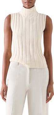 Akris punto Rib Mock Neck Wool, Yak Hair & Cashmere Sweater