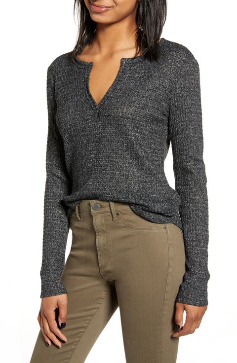 Long Sleeve Thermal Henley Top