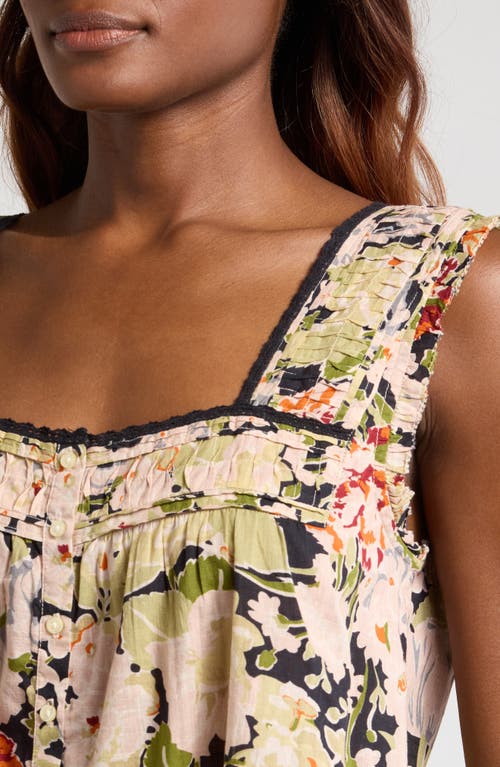 The Great . The Victorian Pleat Crop Tank In Vintage Rose Print