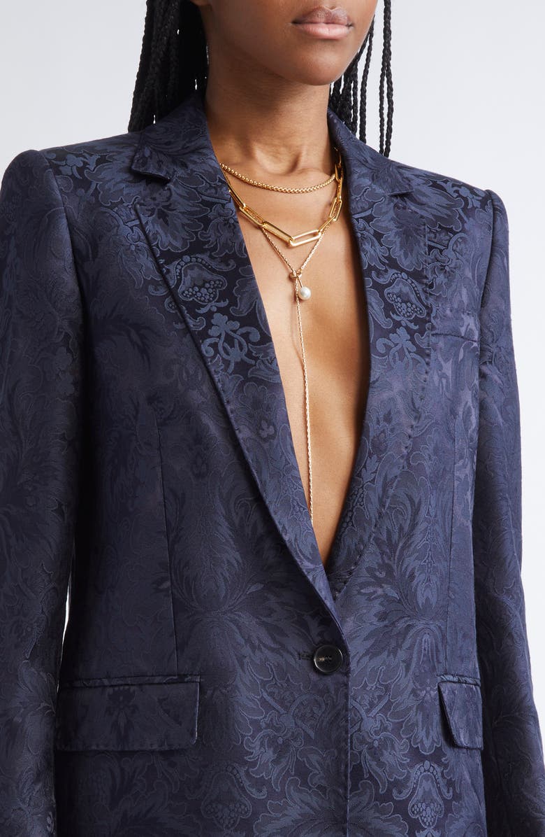 Etro One Button Tonal Paisley Blazer, Alternate, color, Blu Scurissimo 3