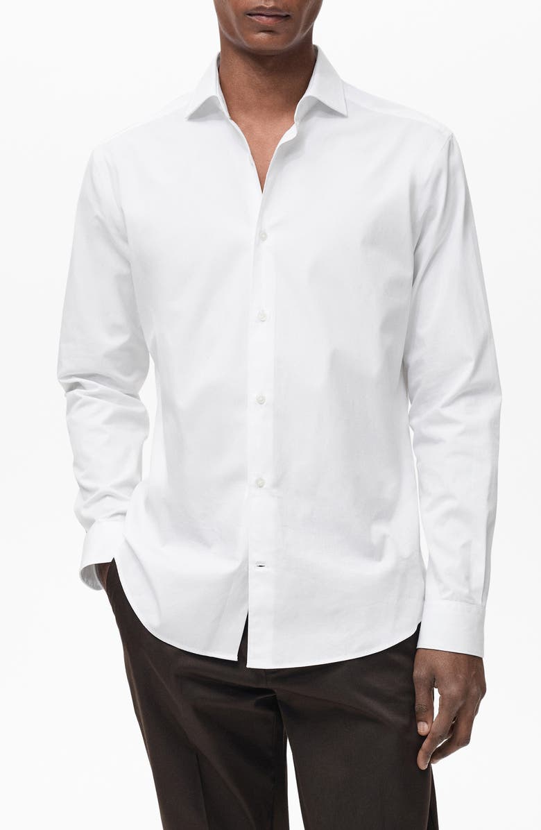 MANGO Regular Fit Solid Cotton Button-Up Shirt, Main, color,